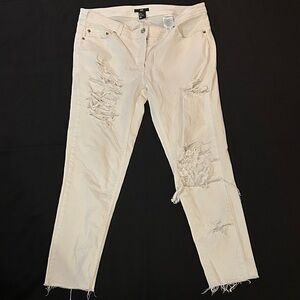 H&M Distressed White Ankle Jeans